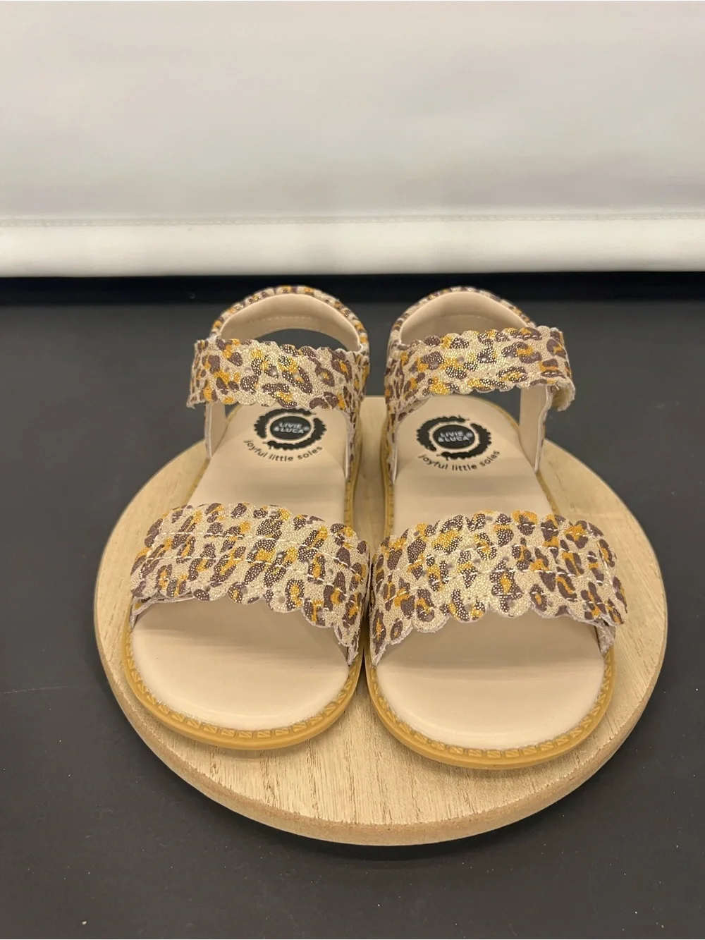 Livie & Luca Posey Leather Sandals  Leopard Shimmer size 9 toddler new